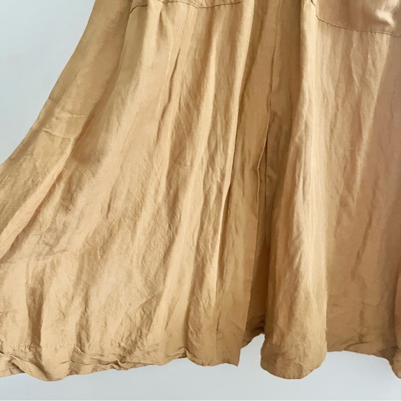 Madewell Linen Blend Dolman Sleeve Midi Dress Caramel Coffee Brown VNeck READ 4 - Picture 8 of 12